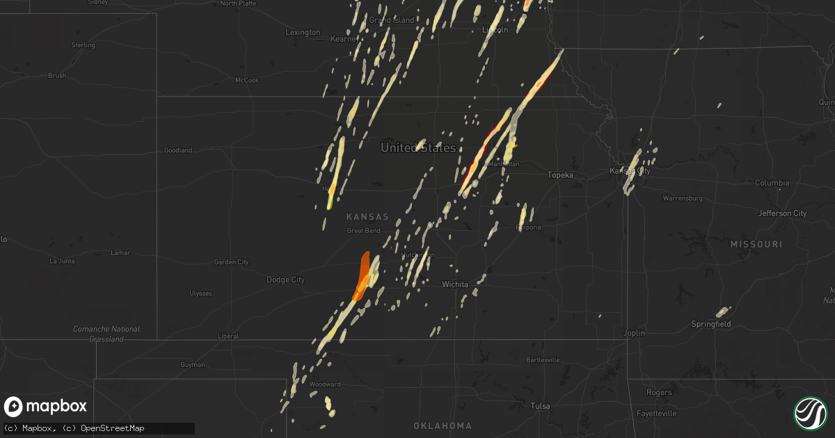 Hail map in Kansas on April 9, 2013