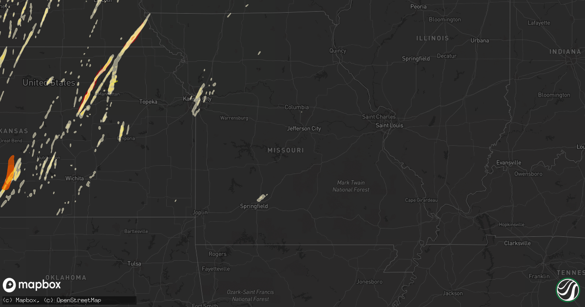 Hail map in Missouri on April 9, 2013