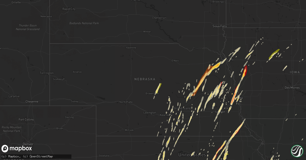 Hail map in Nebraska on April 9, 2013
