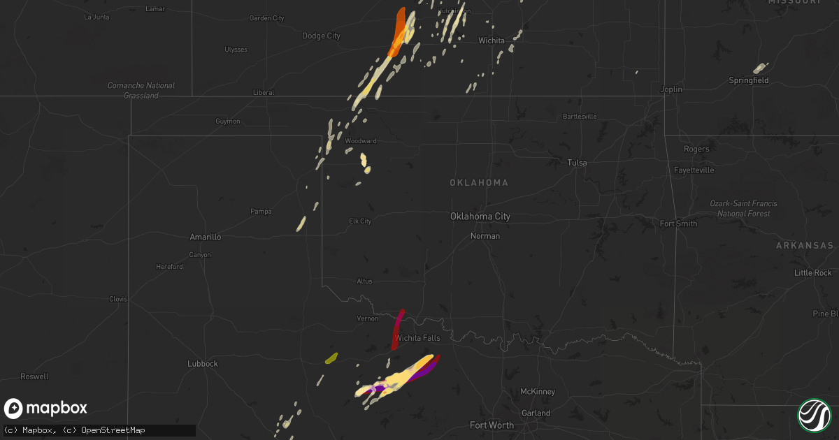 Hail map in Oklahoma on April 9, 2013