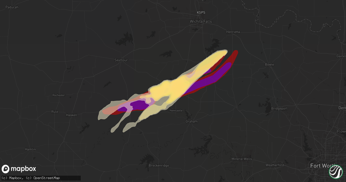 Hail map in Olney, TX on April 9, 2013