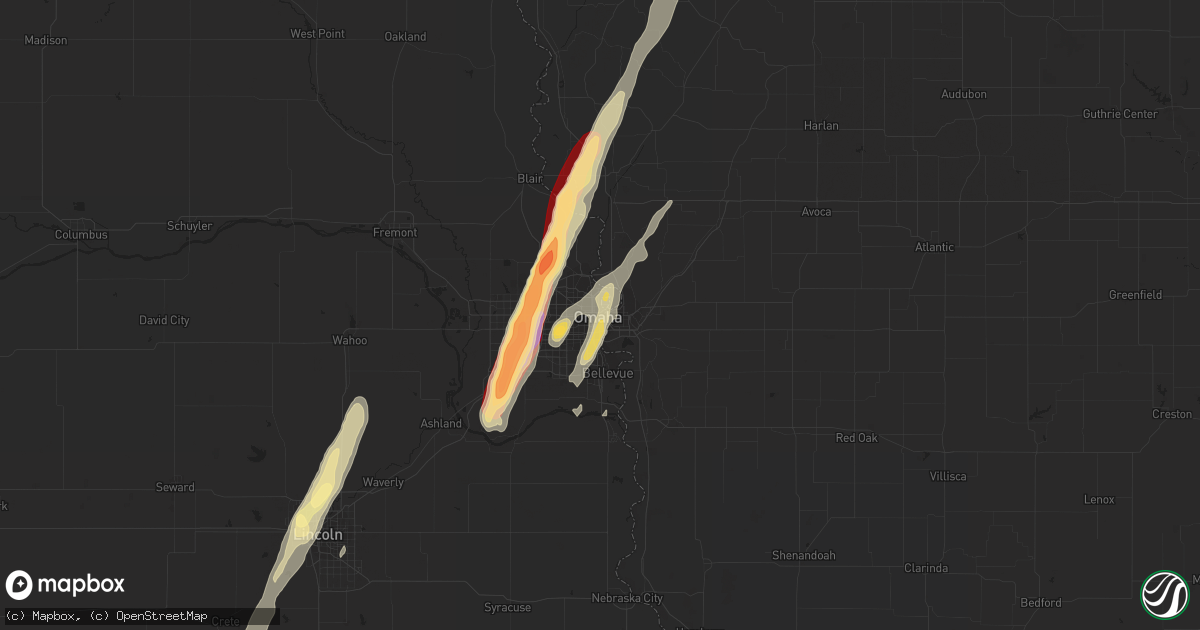 Hail map in Omaha, NE on April 9, 2013