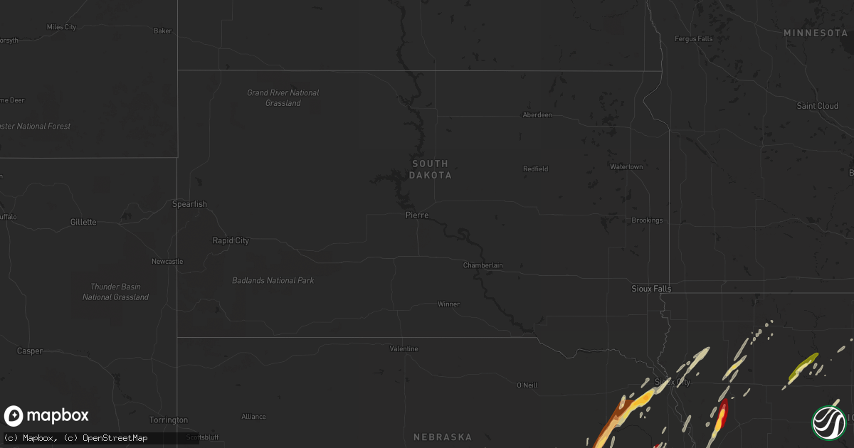 Hail map in South Dakota on April 9, 2013