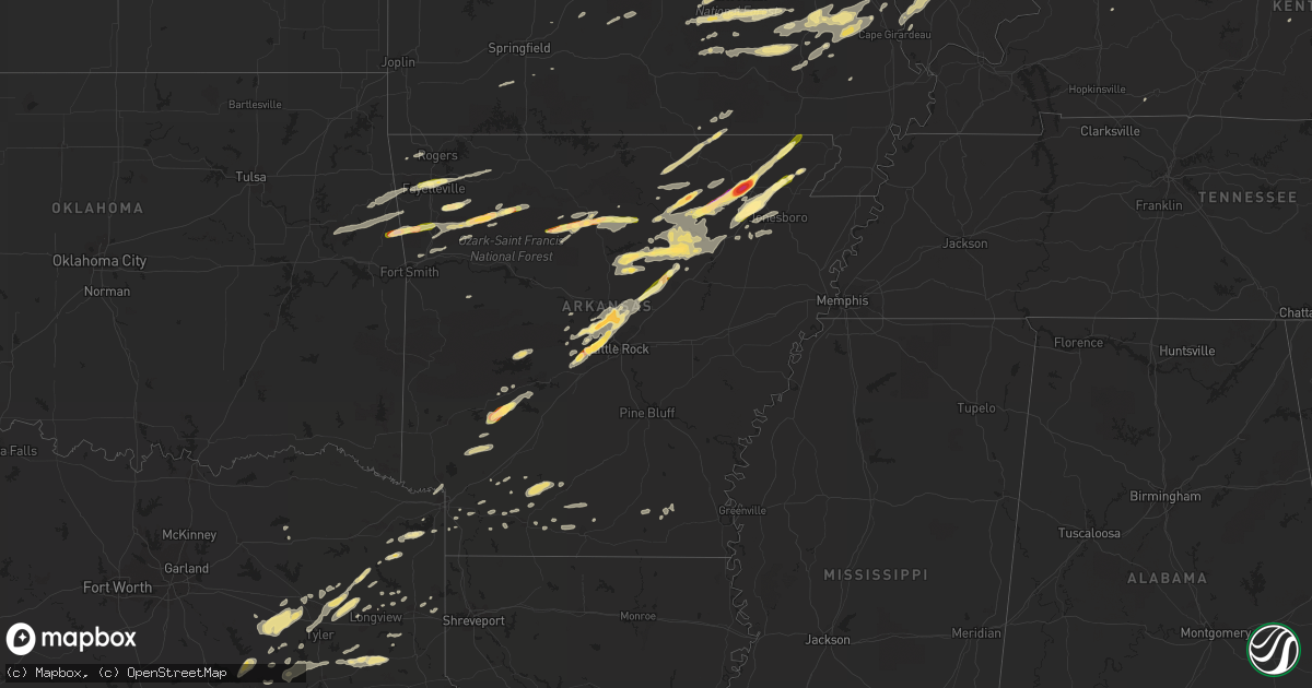 Hail map in Arkansas on April 9, 2015