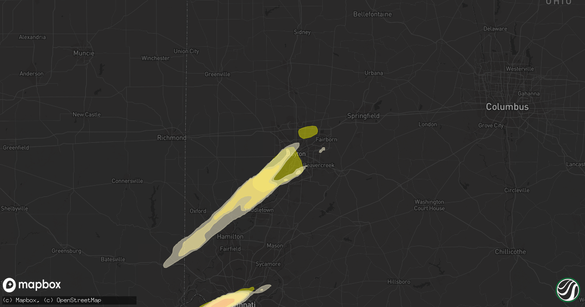 Hail map in Dayton, OH on April 9, 2015