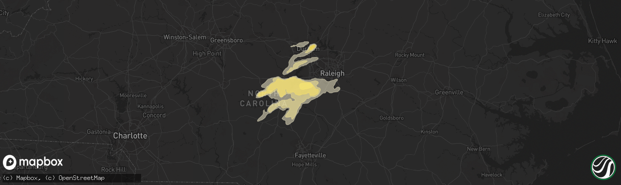 Hail map in Holly Springs, NC on April 9, 2015