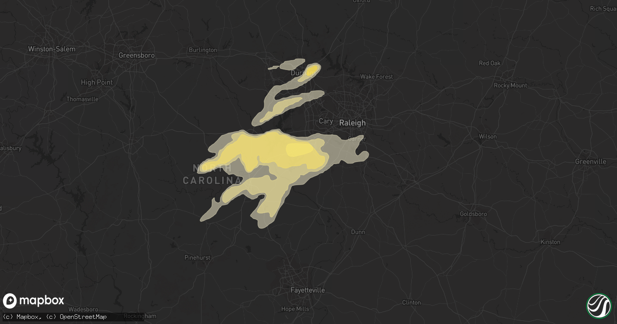 Hail map in Holly Springs, NC on April 9, 2015