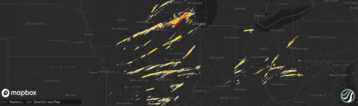 Hail map in Illinois on April 9, 2015