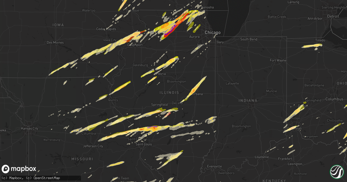 Hail map in Illinois on April 9, 2015