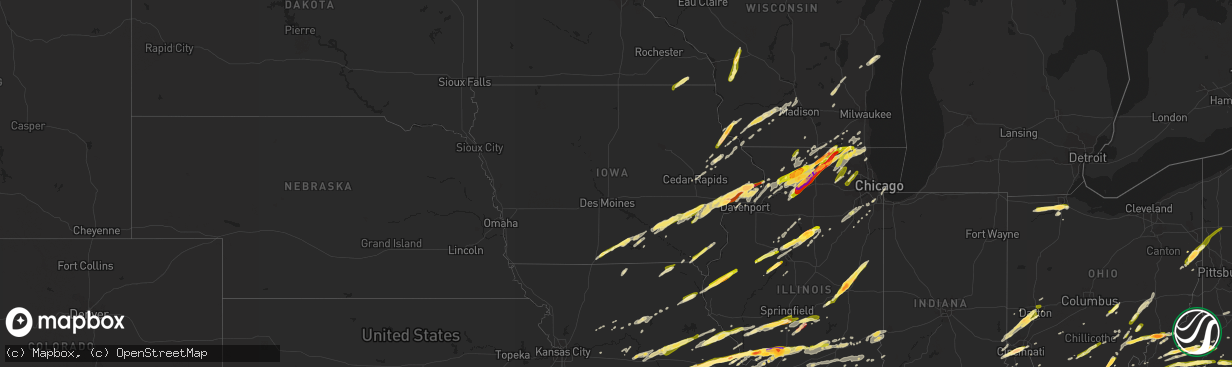 Hail map in Iowa on April 9, 2015