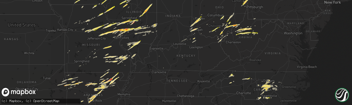 Hail map in Kentucky on April 9, 2015