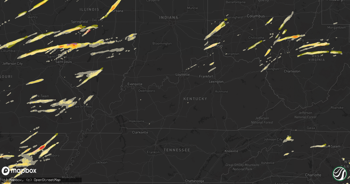 Hail map in Kentucky on April 9, 2015
