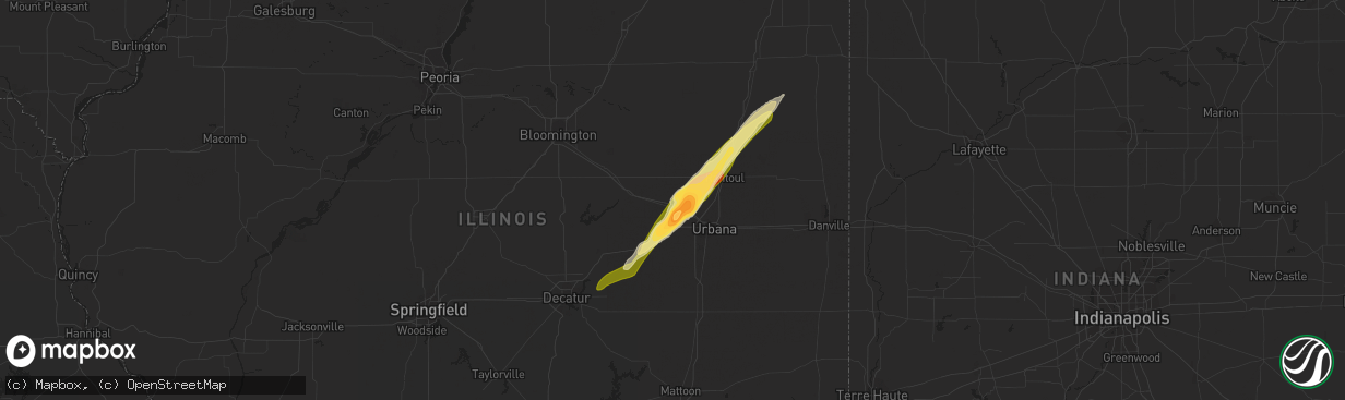 Hail map in Mahomet, IL on April 9, 2015