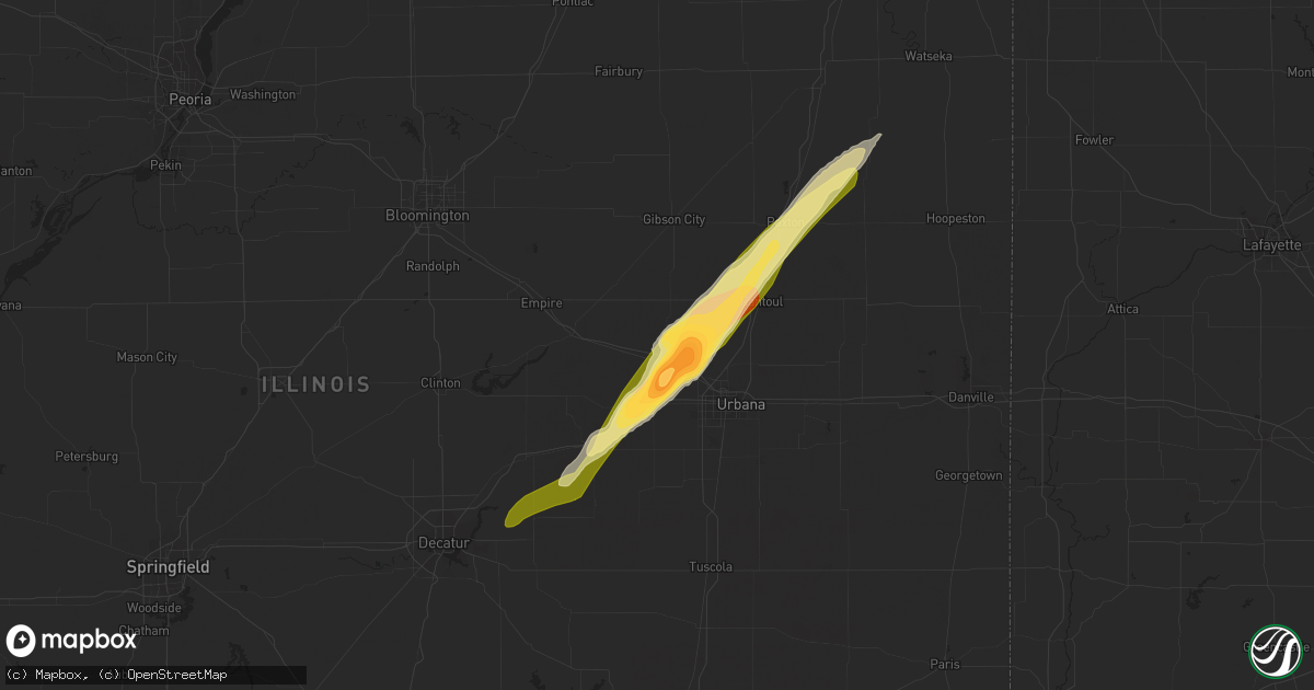 Hail map in Mahomet, IL on April 9, 2015