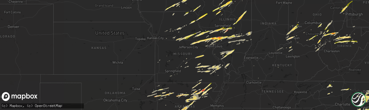 Hail map in Missouri on April 9, 2015