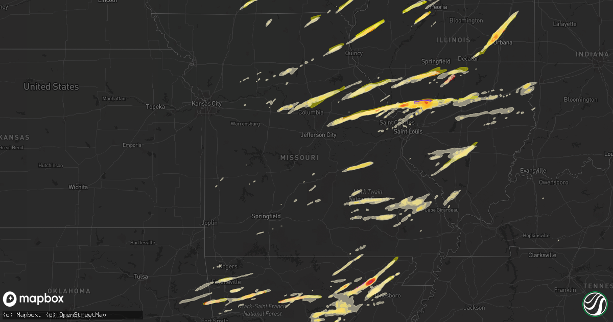 Hail map in Missouri on April 9, 2015