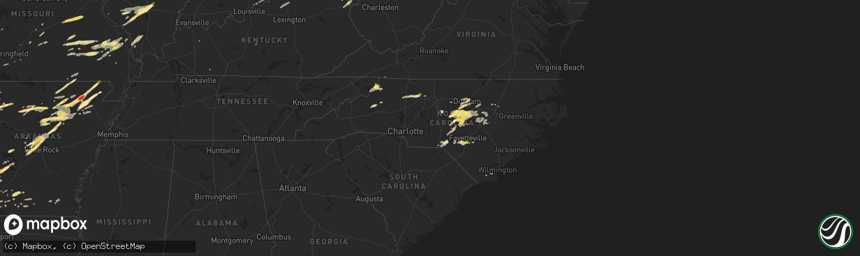 Hail map in North Carolina on April 9, 2015