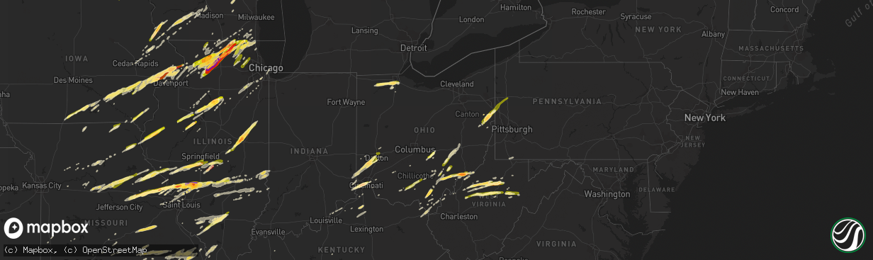 Hail map in Ohio on April 9, 2015