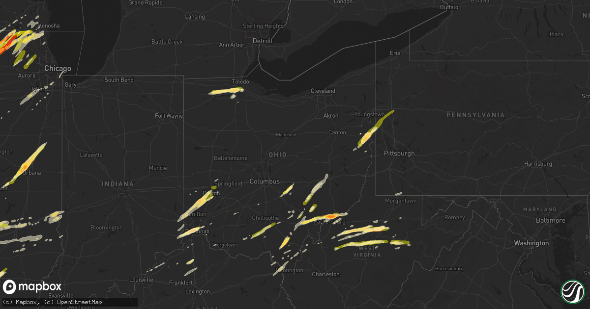 Hail map in Ohio on April 9, 2015