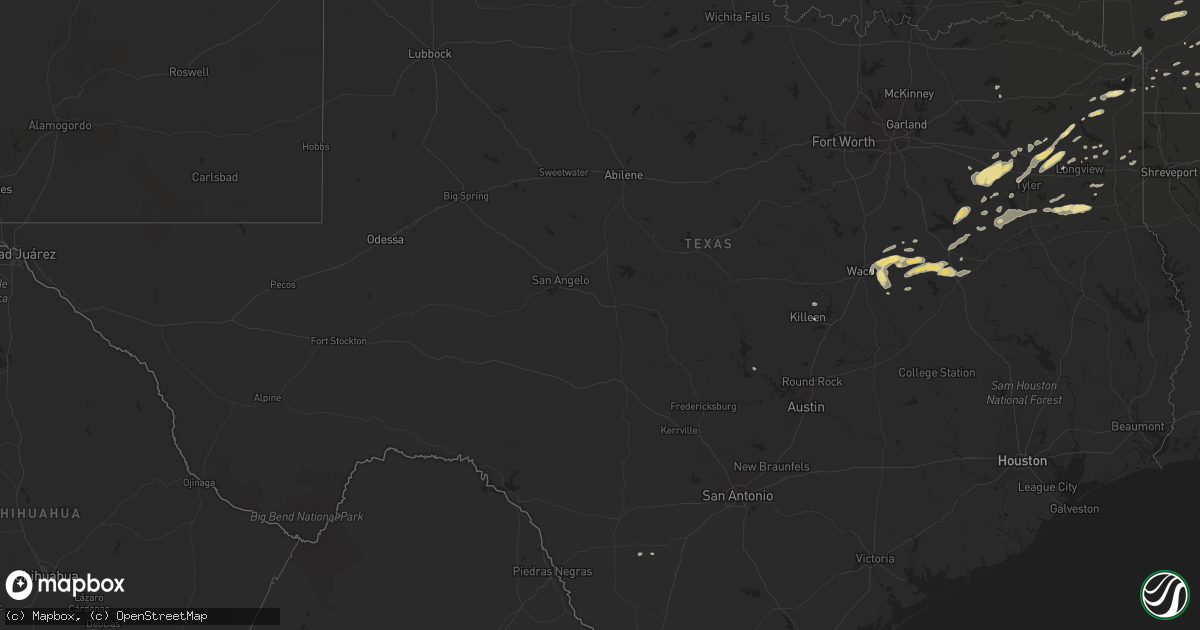 Hail map in Texas on April 9, 2015