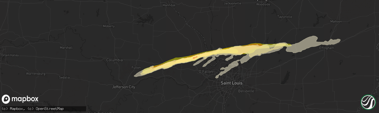 Hail map in Troy, MO on April 9, 2015