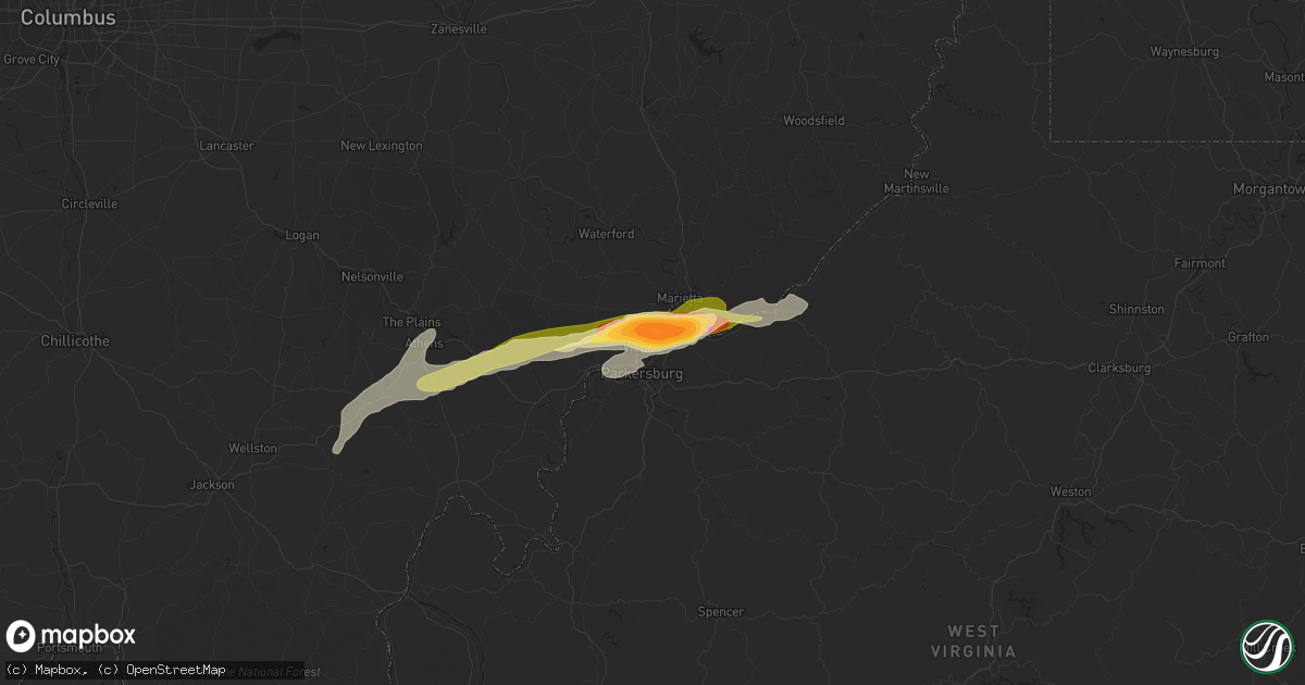 Hail map in Vienna, WV on April 9, 2015