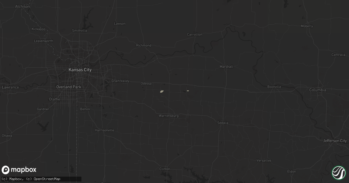 Hail map in Mayview, MO on April 9, 2016