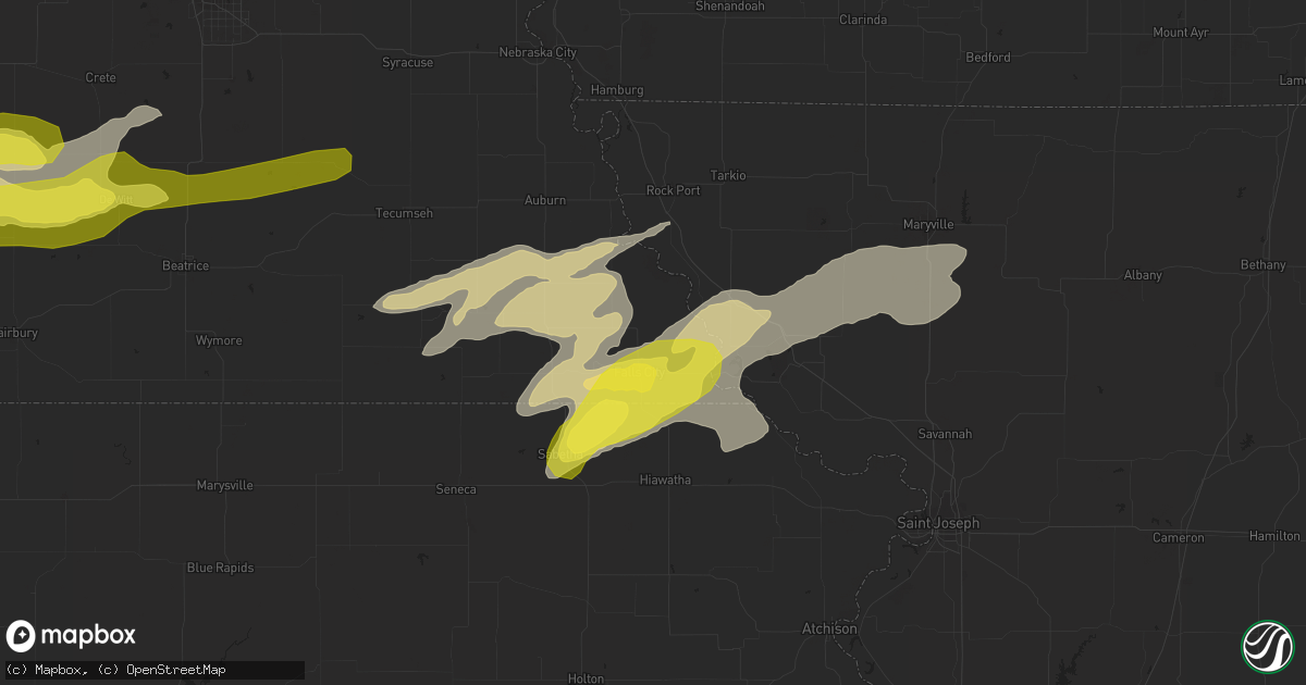 Hail map in Falls City, NE on April 9, 2017