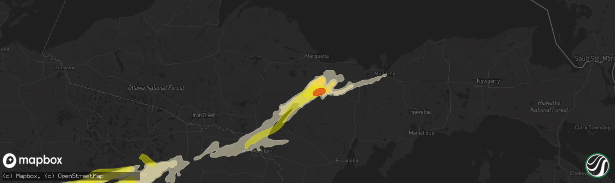 Hail map in Gwinn, MI on April 9, 2017