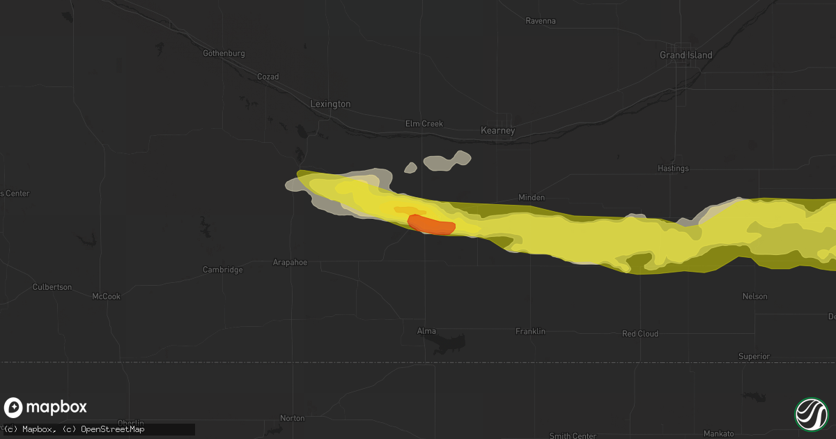 Hail map in Holdrege, NE on April 9, 2017