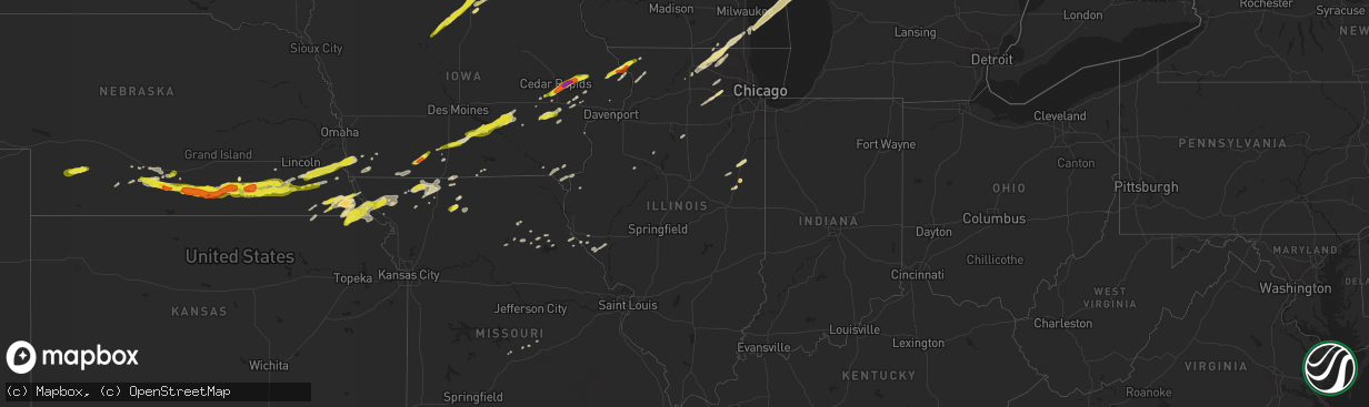 Hail map in Illinois on April 9, 2017