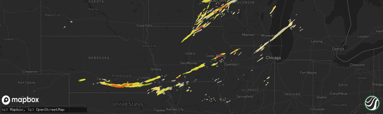 Hail map in Iowa on April 9, 2017