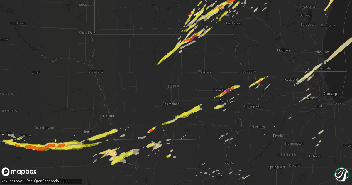 Hail map in Iowa on April 9, 2017