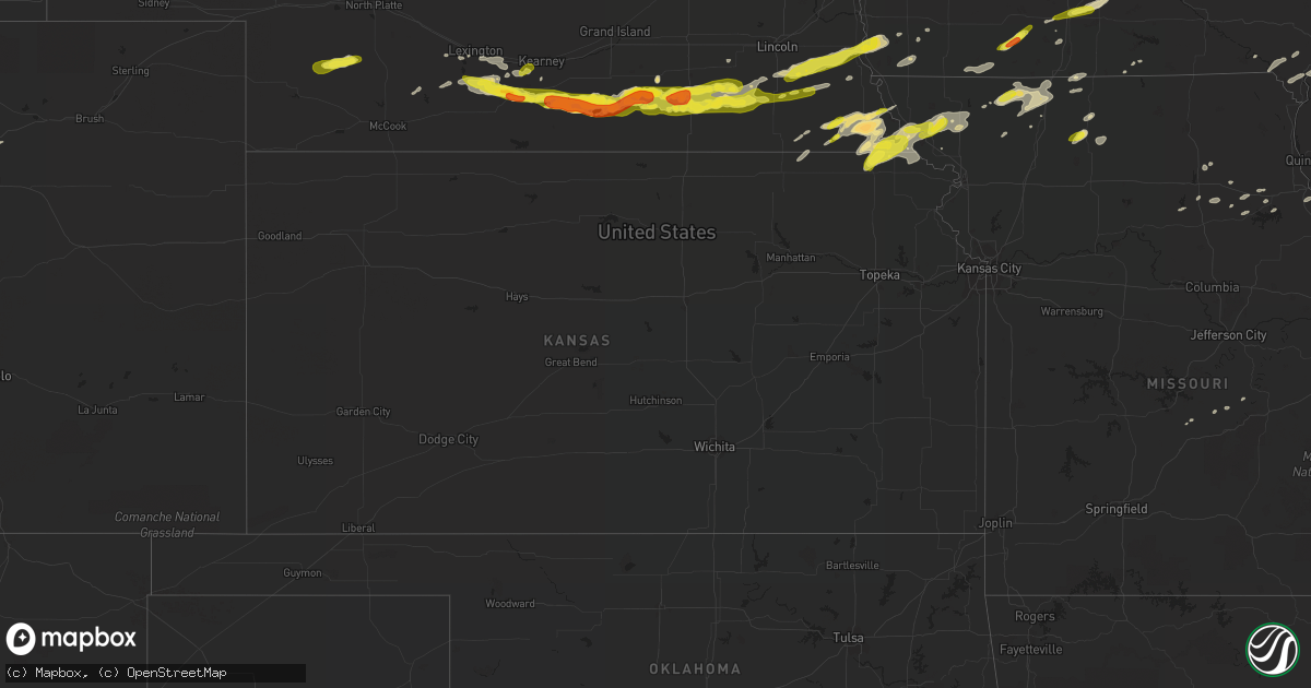 Hail map in Kansas on April 9, 2017