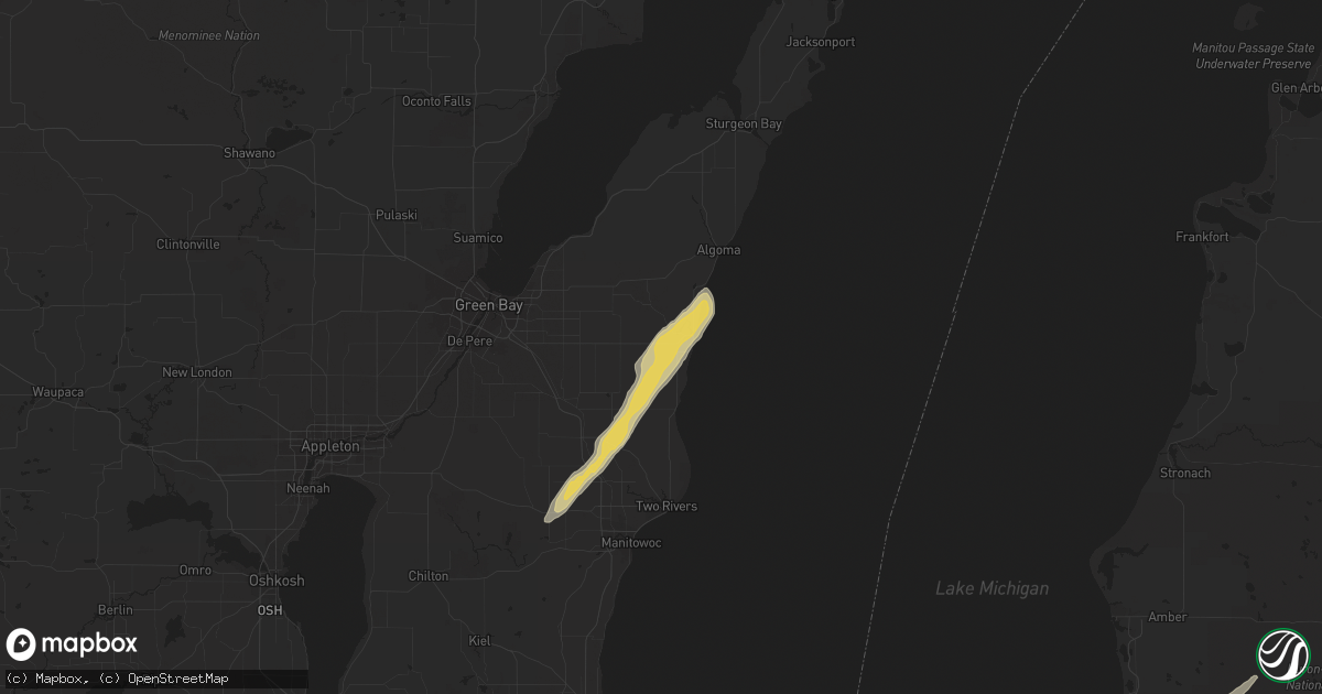 Hail map in Kewaunee, WI on April 9, 2017