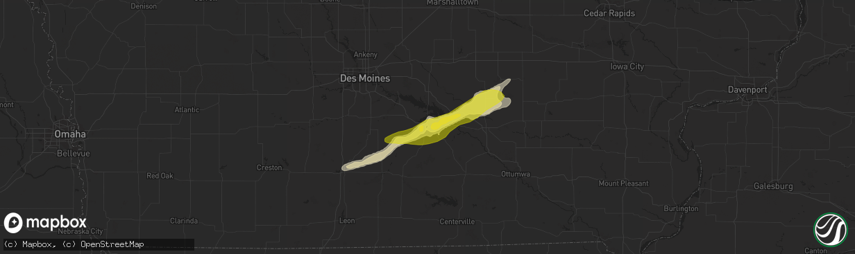 Hail map in Knoxville, IA on April 9, 2017