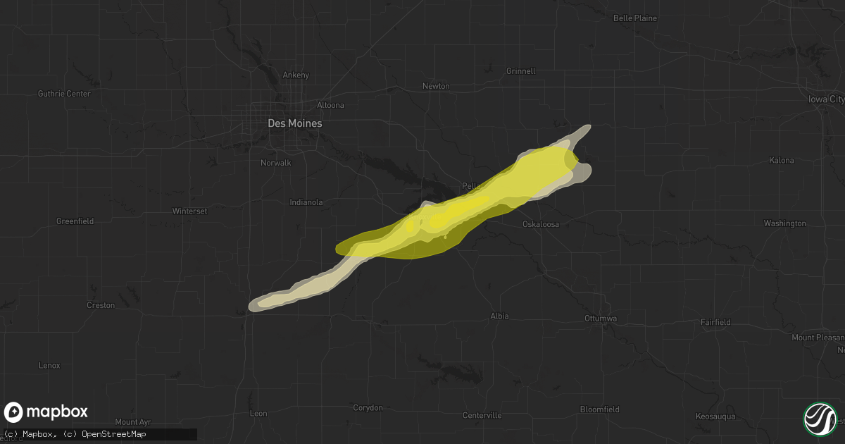 Hail map in Knoxville, IA on April 9, 2017