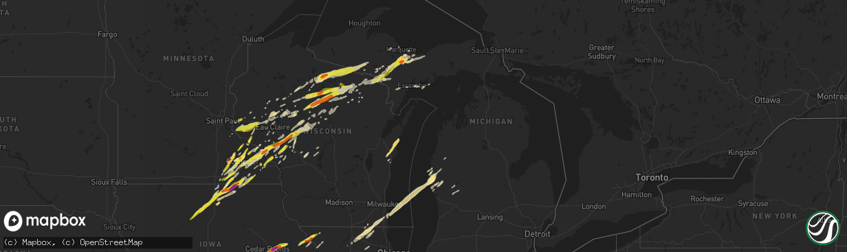 Hail map in Michigan on April 9, 2017