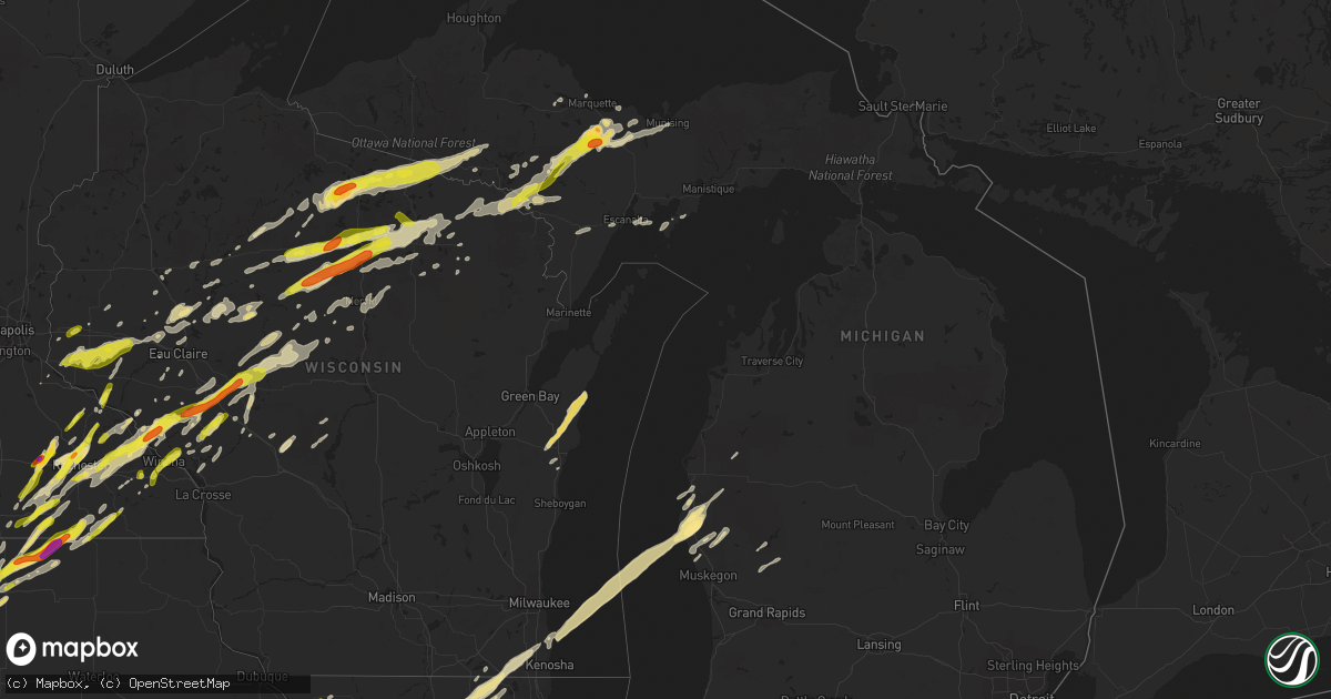 Hail map in Michigan on April 9, 2017