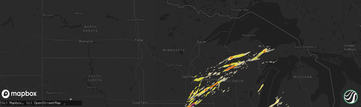 Hail map in Minnesota on April 9, 2017