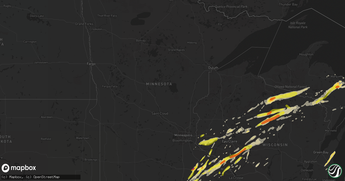 Hail map in Minnesota on April 9, 2017