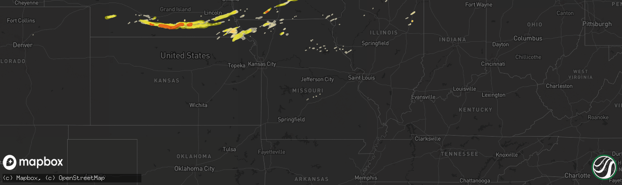 Hail map in Missouri on April 9, 2017