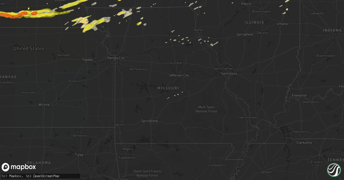 Hail map in Missouri on April 9, 2017