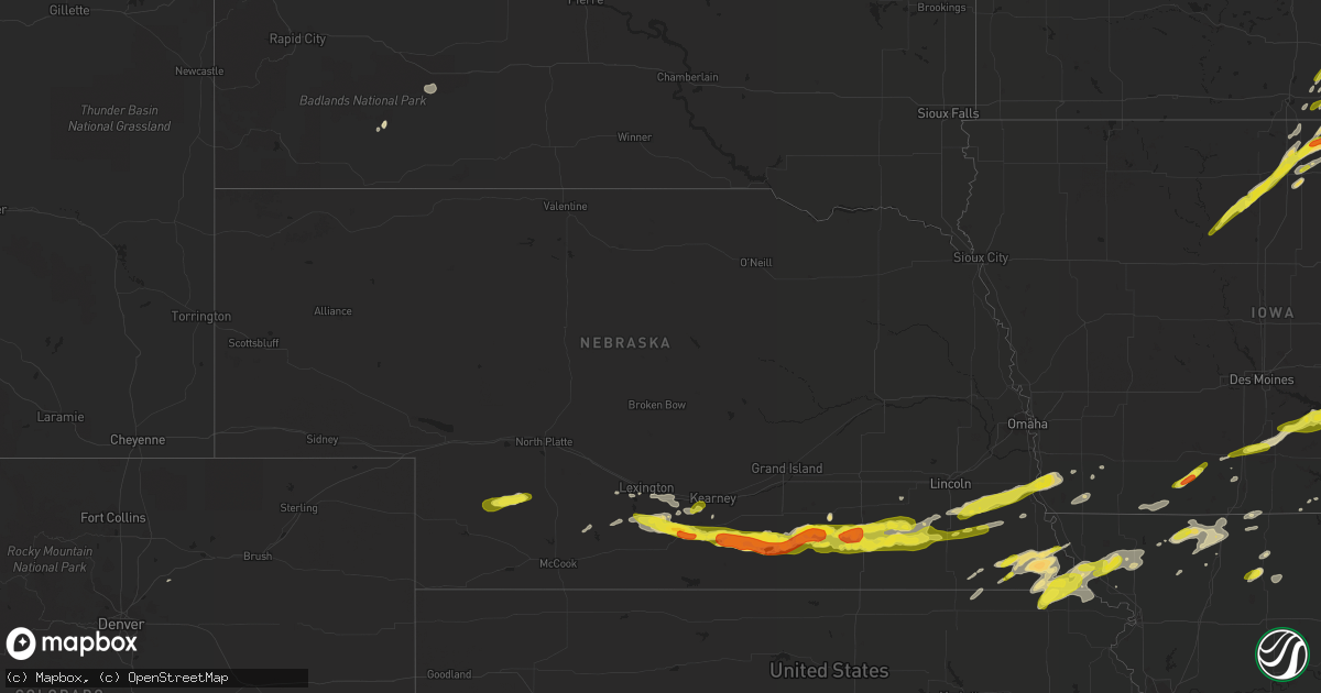 Hail map in Nebraska on April 9, 2017