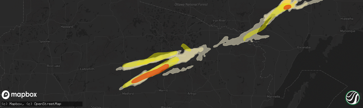 Hail map in Rhinelander, WI on April 9, 2017