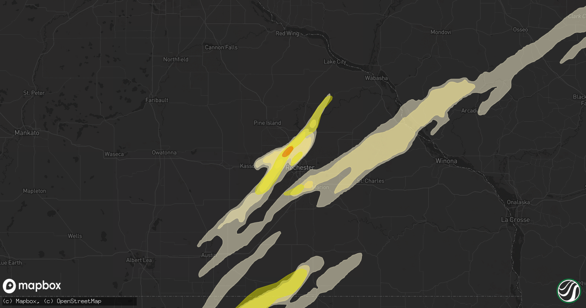 Hail map in Rochester, MN on April 9, 2017