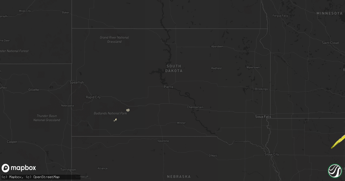 Hail map in South Dakota on April 9, 2017