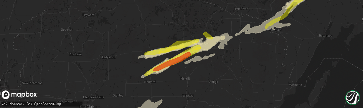 Hail map in Tomahawk, WI on April 9, 2017