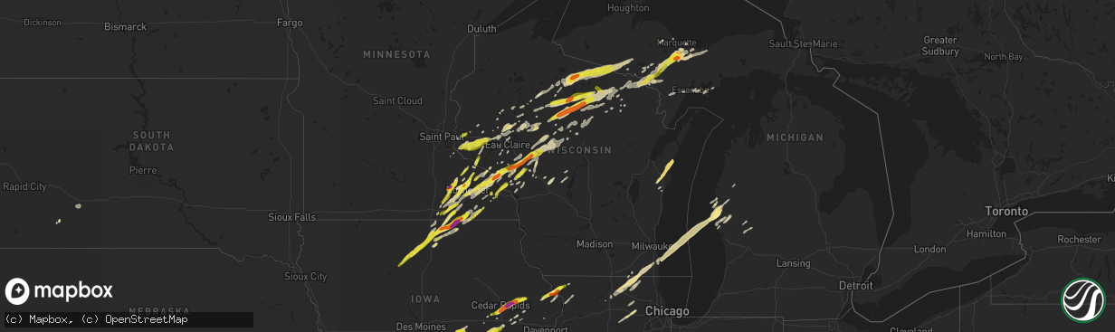 Hail map in Wisconsin on April 9, 2017