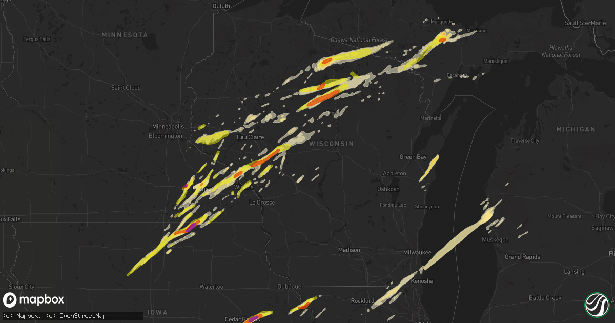 Hail map in Wisconsin on April 9, 2017
